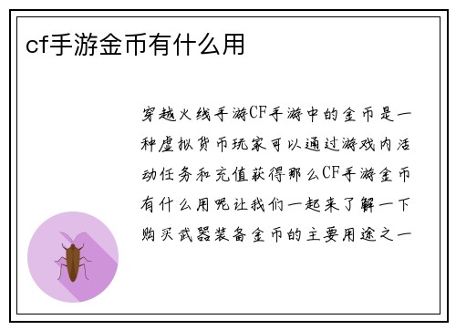 cf手游金币有什么用